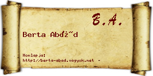 Berta Abád névjegykártya
